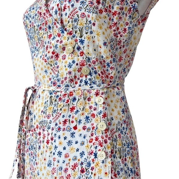 GAP Side Button Ditsy‎ Floral Wrap Midi Dress Size 2P Modest Church Prairie NWT - Picture 6 of 11